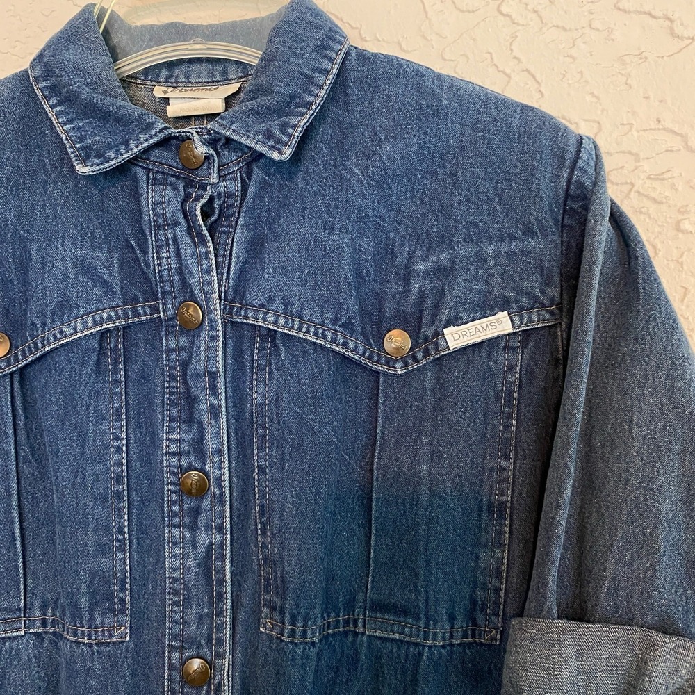 Dreams‎ 90s Vintage Western Cottagecore Denim Midi Dress Small Made In USA - Picture 6 of 10